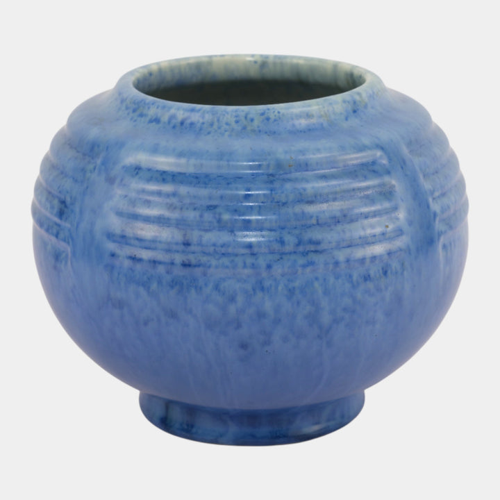 Roseville Tourmaline Blue 1933 Vintage Art Deco Pottery Round Ceramic Vase 238-5