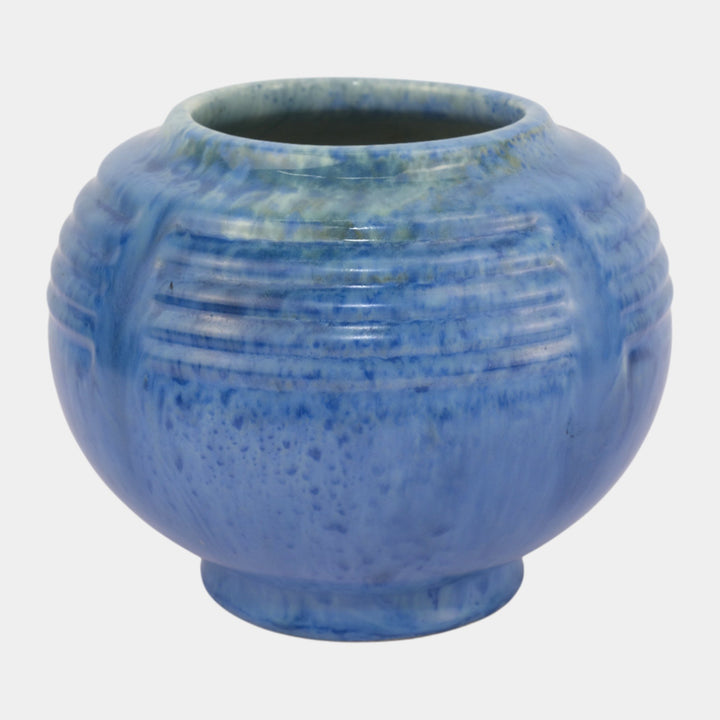 Roseville Tourmaline Blue 1933 Vintage Art Deco Pottery Round Ceramic Vase 238-5