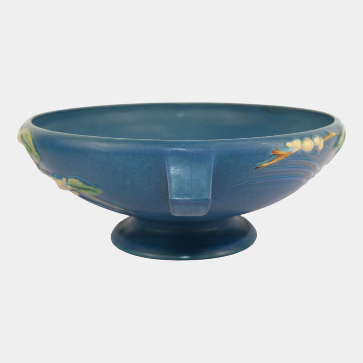 Roseville Snowberry Blue 1947 Mid Century Modern Art Pottery Fruit Bowl 1FB-10