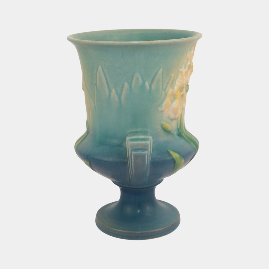 Roseville Iris Blue 1939 Vintage Art Deco Pottery Ceramic Vase 923-8
