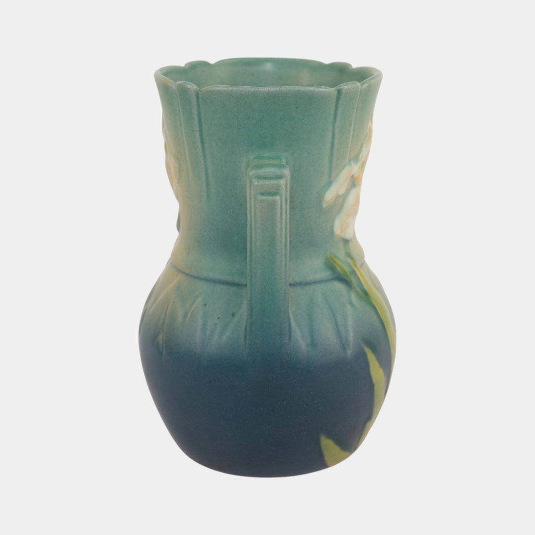 Roseville Iris Blue 1939 Vintage Art Deco Pottery Ceramic Vase 917-6