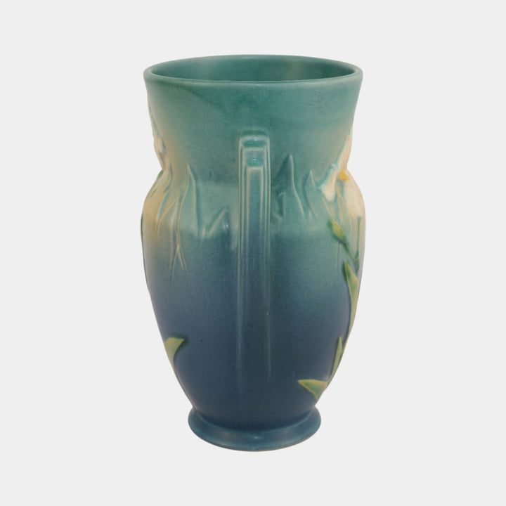 Roseville Iris Blue 1939 Vintage Art Pottery Ceramic Vase 921-8