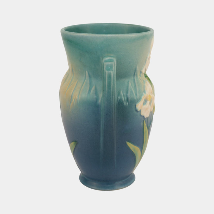 Roseville Iris Blue 1939 Vintage Art Pottery Ceramic Vase 921-8