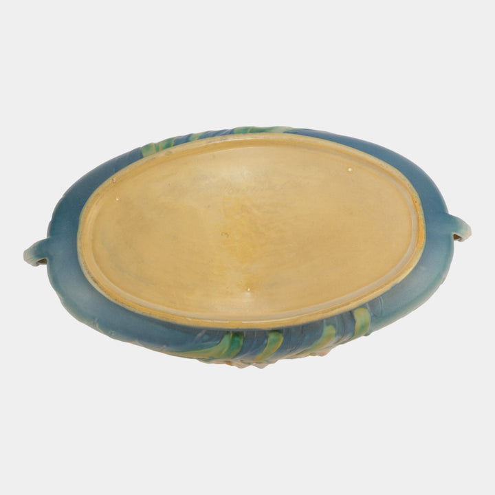 Roseville Iris Blue 1939 Vintage Art Deco Pottery Ceramic Console Bowl 364-14