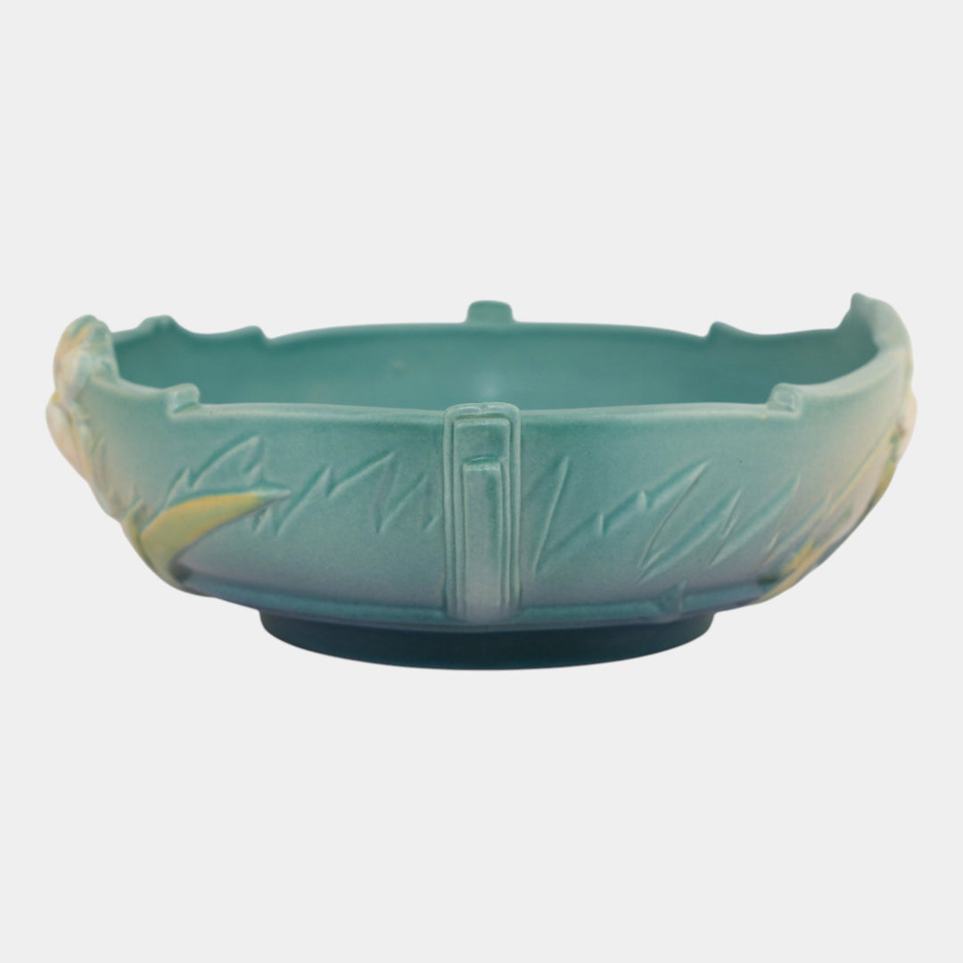 Roseville Iris Blue 1939 Vintage Art Deco Pottery Ceramic Bowl 361-8
