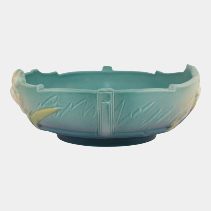 Roseville Iris Blue 1939 Vintage Art Deco Pottery Ceramic Bowl 361-8