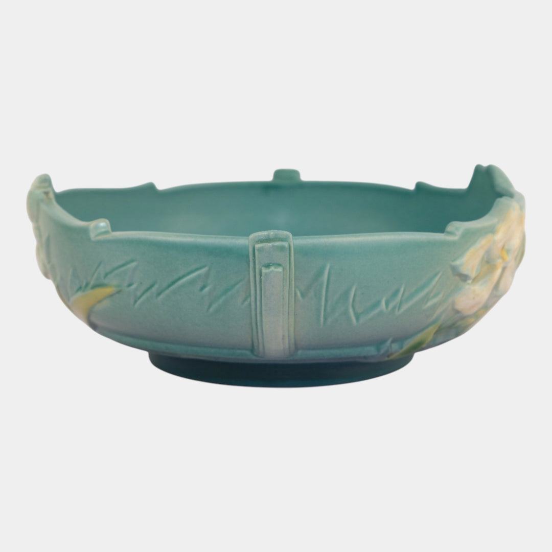 Roseville Iris Blue 1939 Vintage Art Deco Pottery Ceramic Bowl 361-8