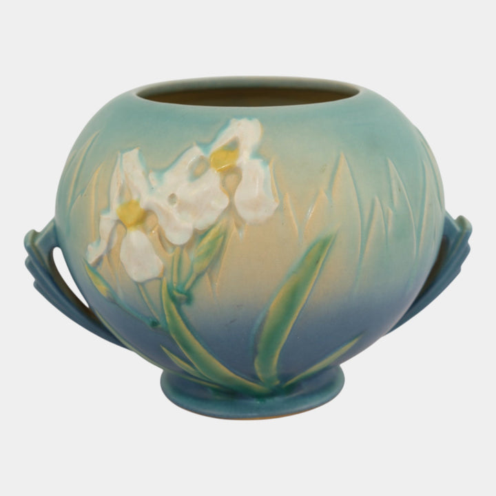 Roseville Iris Blue 1939 Vintage Art Deco Pottery Ceramic Vase 358-6