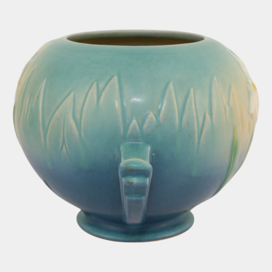 Roseville Iris Blue 1939 Vintage Art Deco Pottery Ceramic Vase 358-6