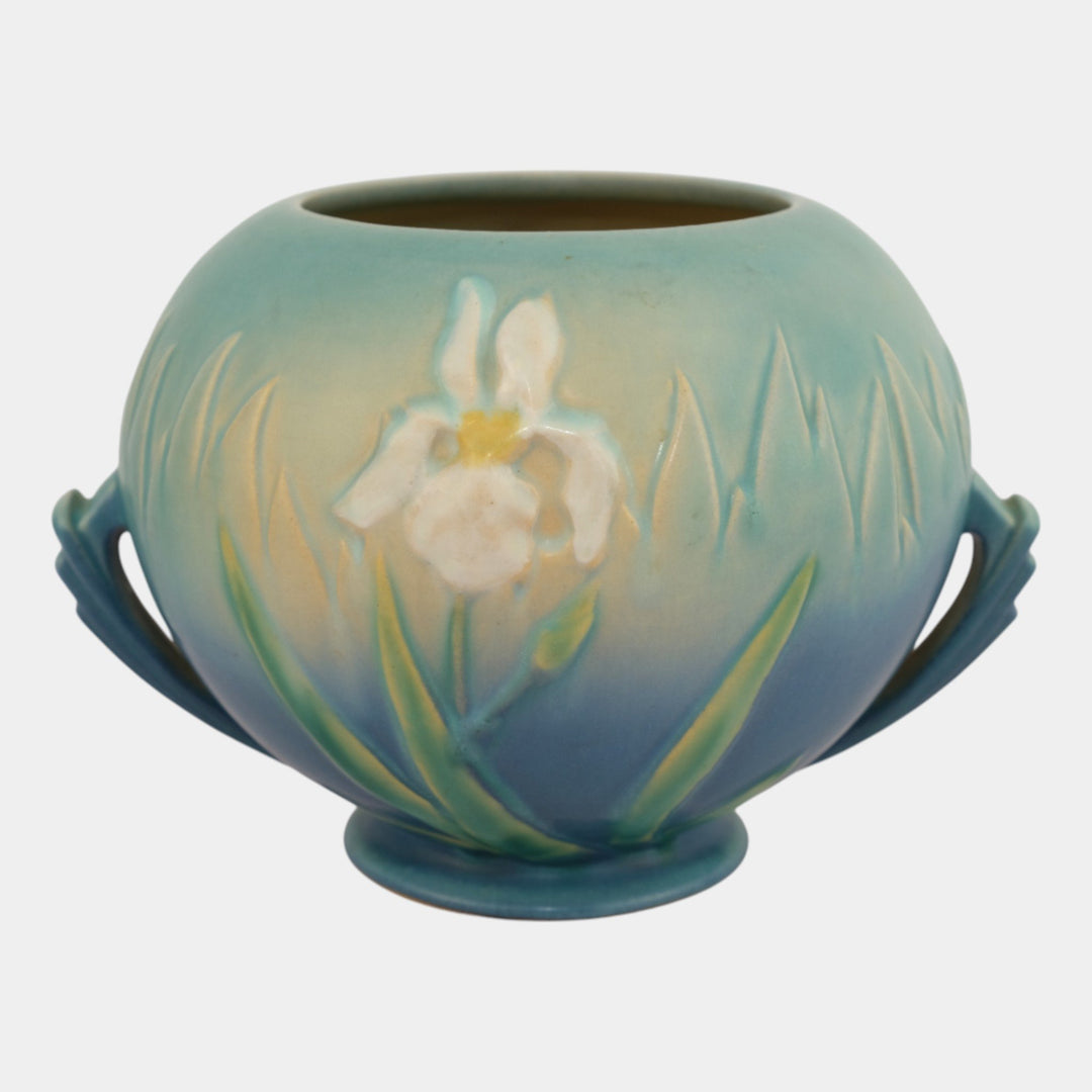 Roseville Iris Blue 1939 Vintage Art Deco Pottery Ceramic Vase 358-6