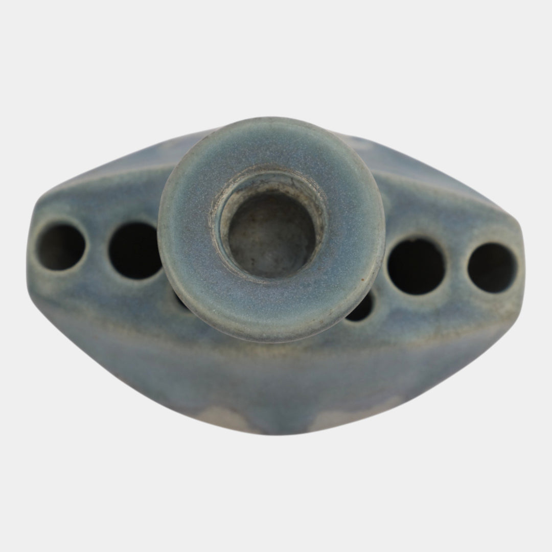 Roseville Pottery Carnelian I 1926 Blue Flower Frog Candle Holder 57-3