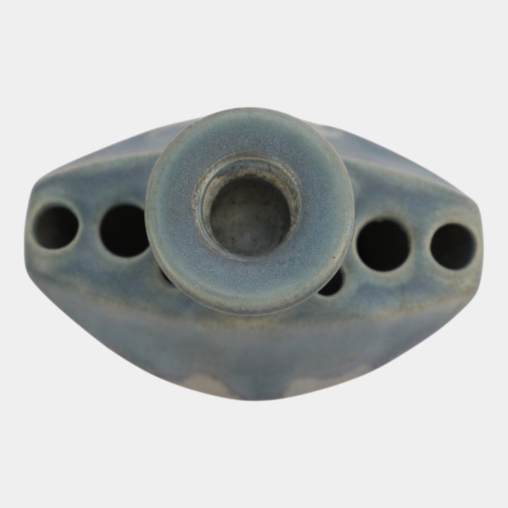 Roseville Pottery Carnelian I 1926 Blue Flower Frog Candle Holder 57-3