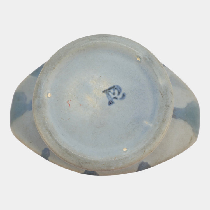 Roseville Pottery Carnelian I 1926 Blue Flower Frog Candle Holder 57-3