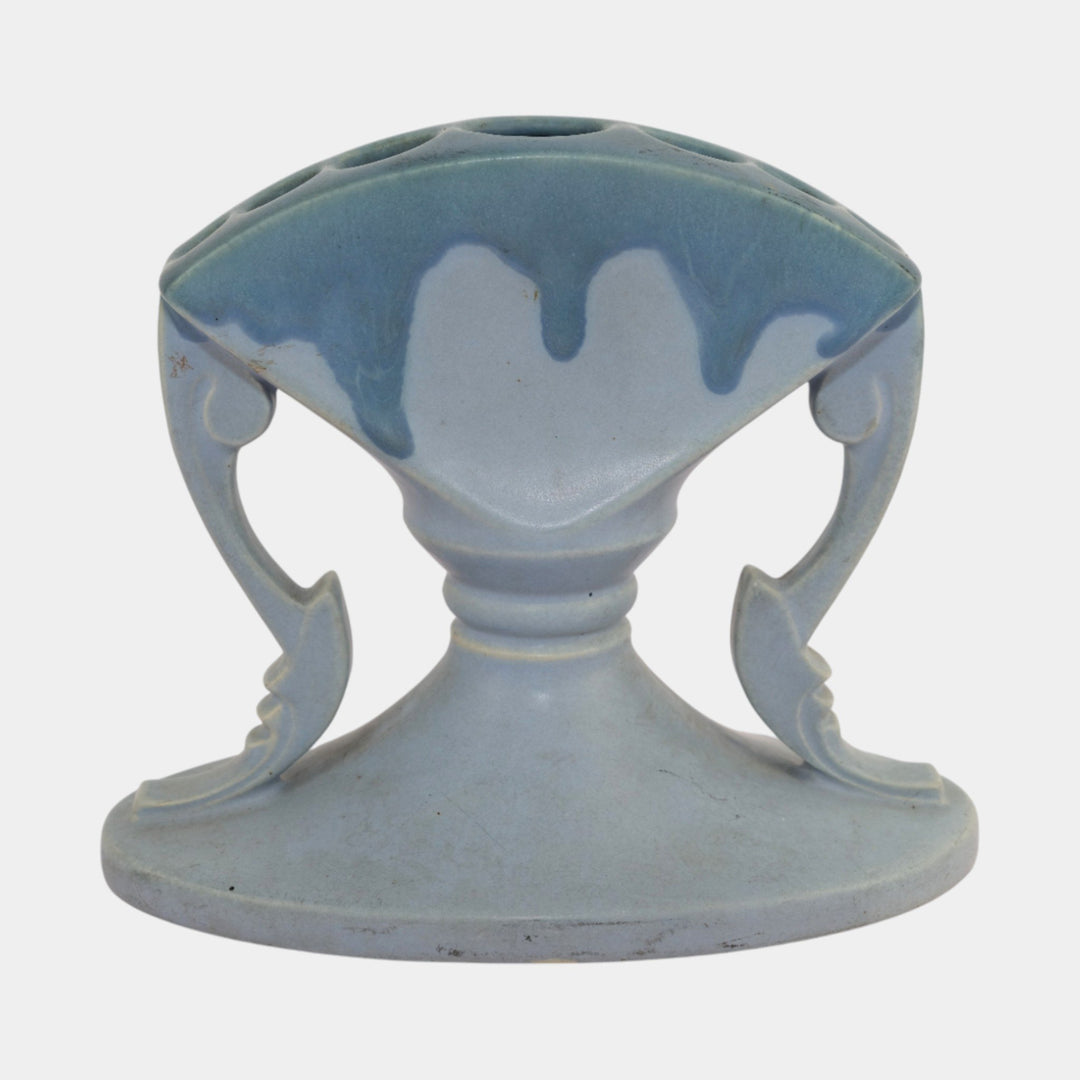 Roseville Carnelian I Blue 1926 Vintage Art Pottery Ceramic Flower Frog 63-5