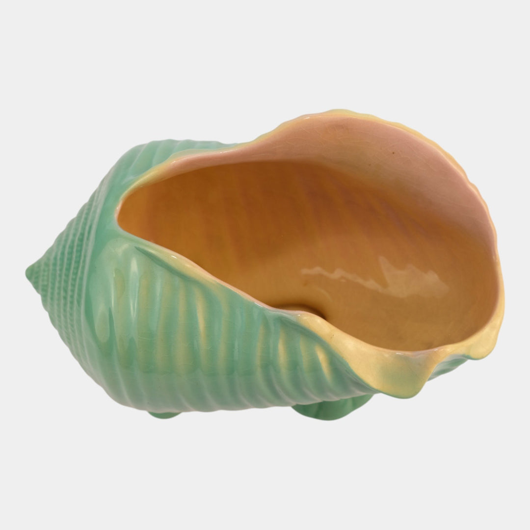 Roseville Ming Tree Green 1949 Mid Century Modern Pottery Conch Shell 563-7