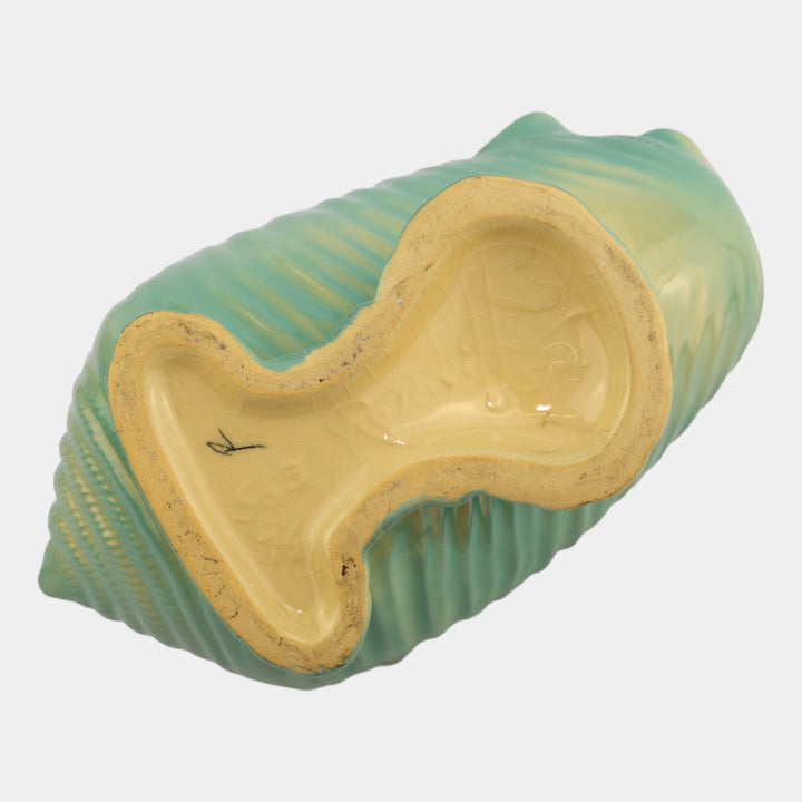 Roseville Ming Tree Green 1949 Mid Century Modern Pottery Conch Shell 563-7