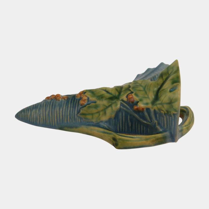 Roseville Bushberry Blue 1941 Vintage Art Pottery Ceramic Wall Pocket 1291-8
