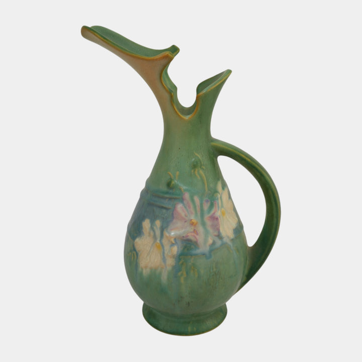 Roseville Cosmos Green 1939 Vintage Art Deco Pottery Ceramic Ewer 955-10