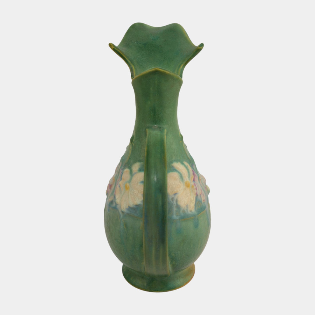 Roseville Cosmos Green 1939 Vintage Art Deco Pottery Ceramic Ewer 955-10