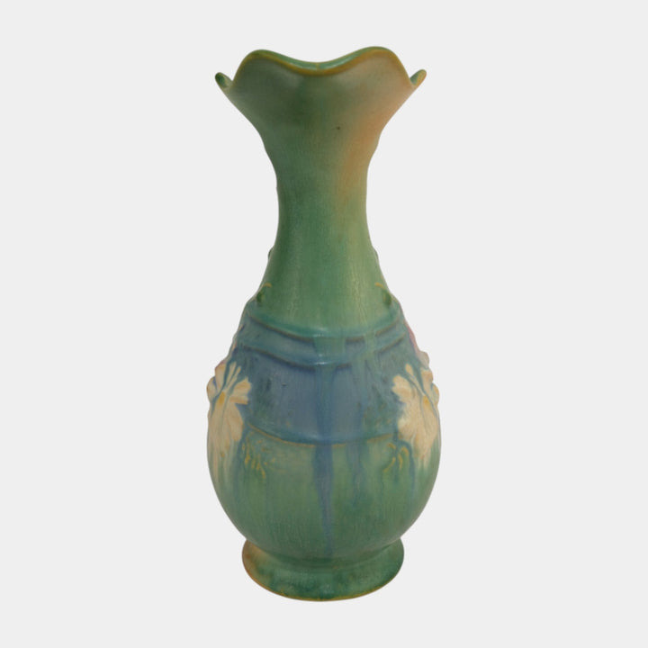 Roseville Cosmos Green 1939 Vintage Art Deco Pottery Ceramic Ewer 955-10
