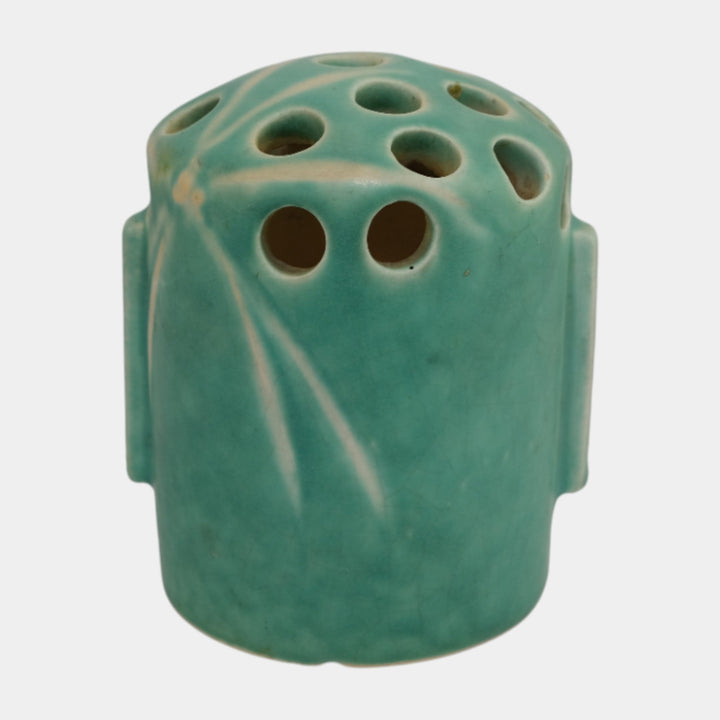 Roseville Dawn Green 1937 Vintage Art Deco Pottery Ceramic Flower Frog 31