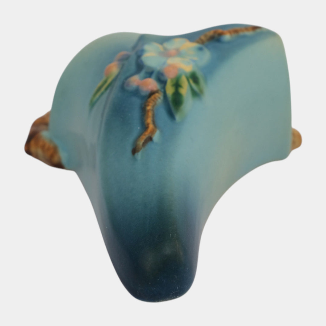 Roseville Apple Blossom Blue 1949 Vintage Art Pottery Ceramic Wall Pocket 366-8