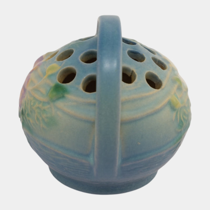 Roseville Cosmos Blue 1939 Vintage Art Deco Pottery Ceramic Flower Frog 39
