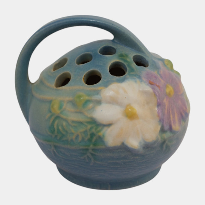Roseville Cosmos Blue 1939 Vintage Art Deco Pottery Ceramic Flower Frog 39