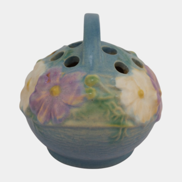 Roseville Cosmos Blue 1939 Vintage Art Deco Pottery Ceramic Flower Frog 39