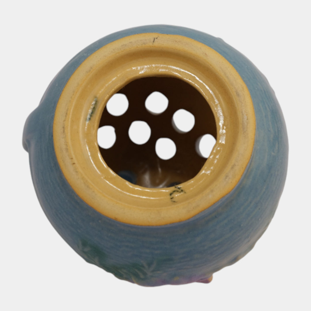 Roseville Cosmos Blue 1939 Vintage Art Deco Pottery Ceramic Flower Frog 39