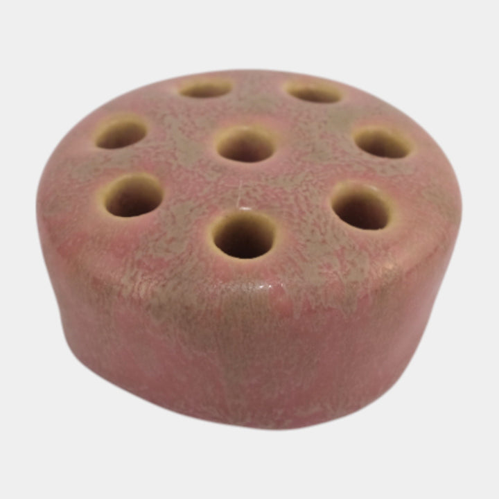 Roseville Tuscany Pink 1927 Vintage Art Deco Pottery Ceramic Flower Frog