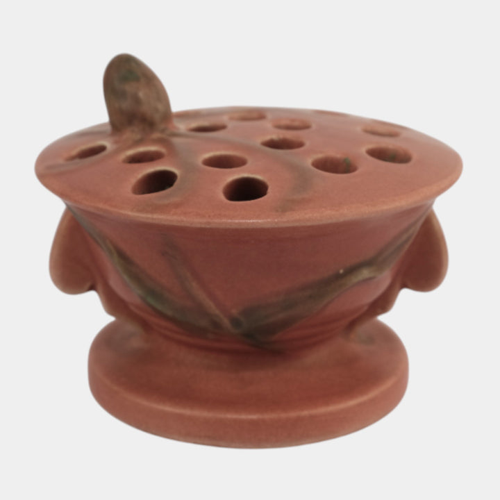 Roseville Teasel Rust 1938 Vintage Arts Deco Pottery Ceramic Flower Frog 36