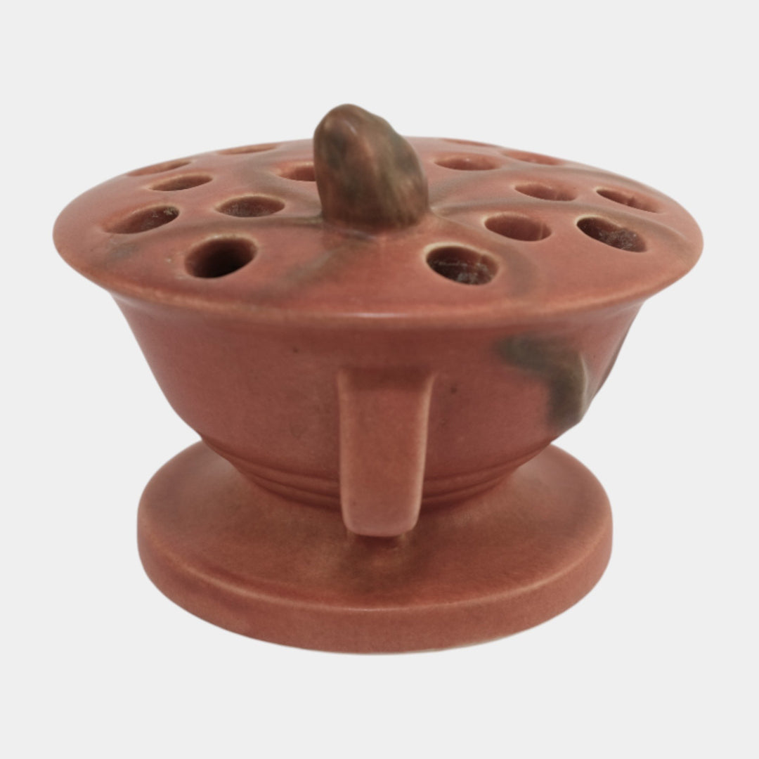 Roseville Teasel Rust 1938 Vintage Arts Deco Pottery Ceramic Flower Frog 36