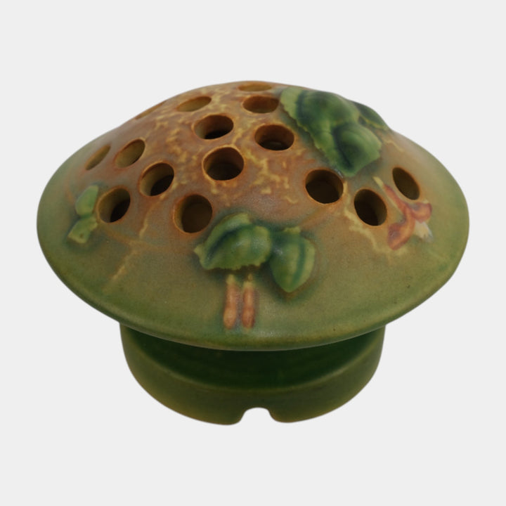 Roseville Fuchsia Green 1938 Vintage Art Pottery Flower Frog 37