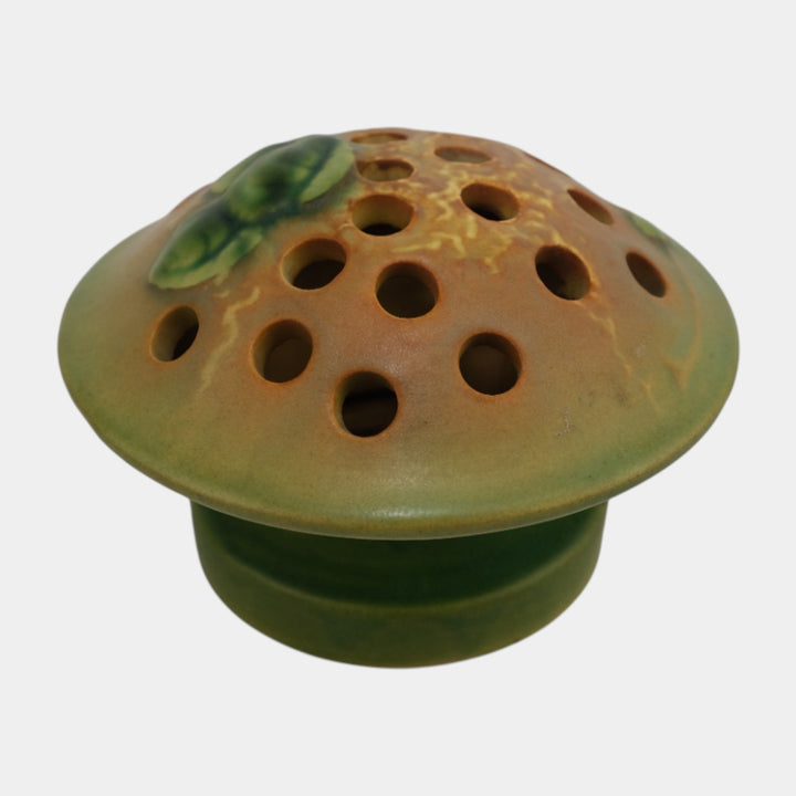 Roseville Fuchsia Green 1938 Vintage Art Pottery Flower Frog 37