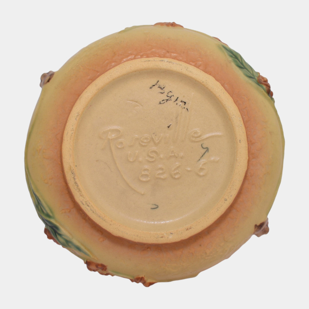 Roseville Bittersweet Yellow 1951 Vintage Art Pottery Ceramic Bowl 826-6