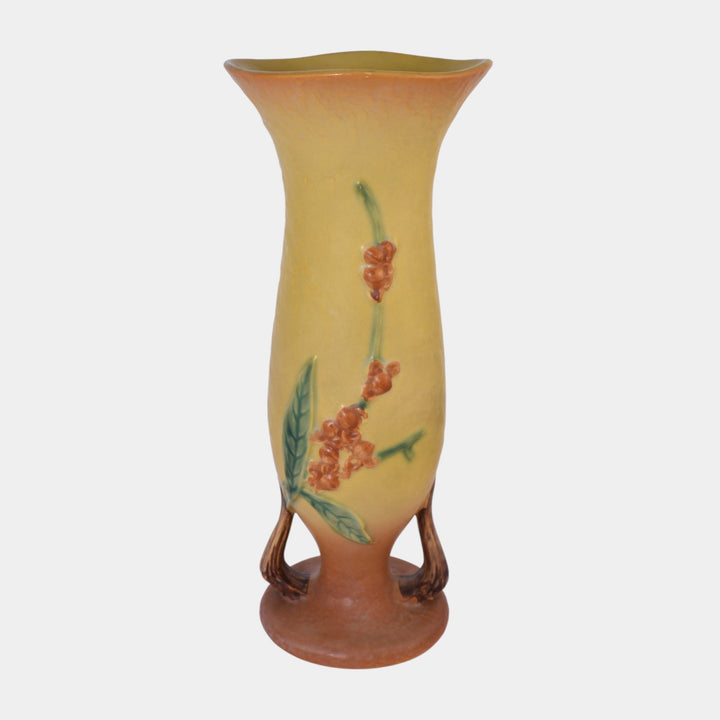 Roseville Bittersweet Yellow 1951 Vintage Art Pottery Tall Ceramic Vase 886-12
