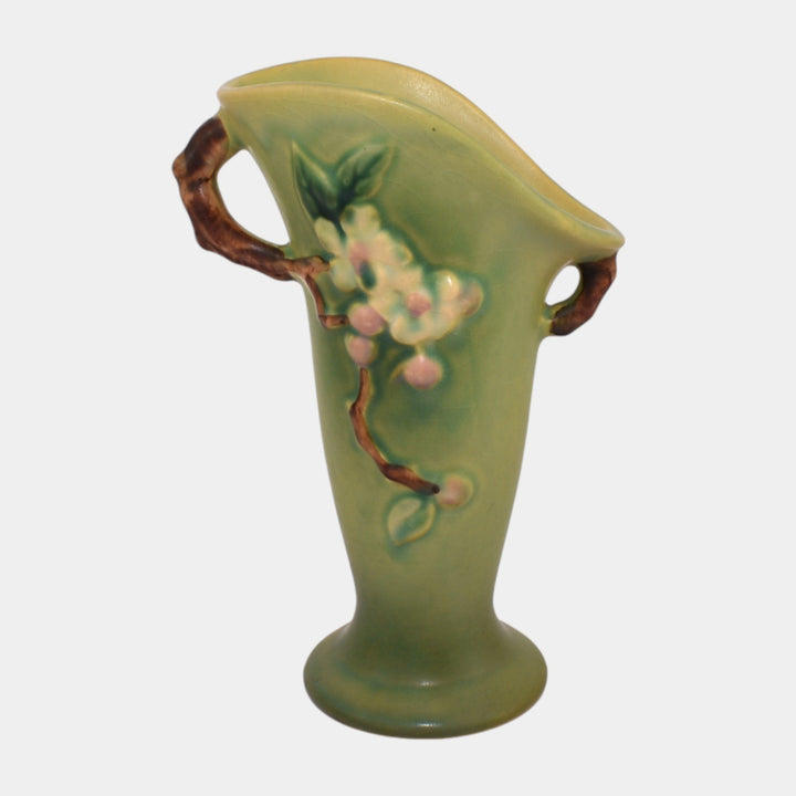 Roseville Apple Blossom Green 1949 Vintage Art Pottery Ceramic Vase 382-7