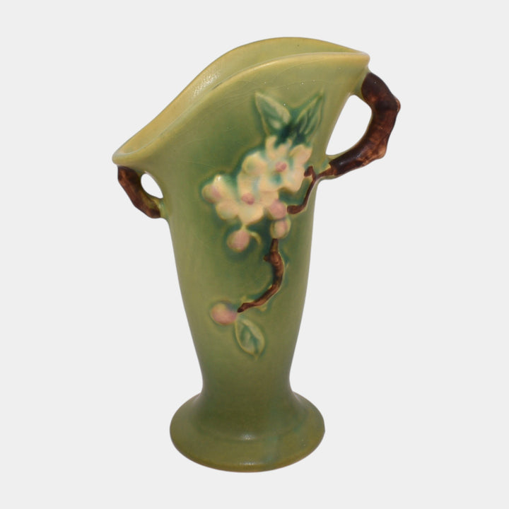 Roseville Apple Blossom Green 1949 Vintage Art Pottery Ceramic Vase 382-7