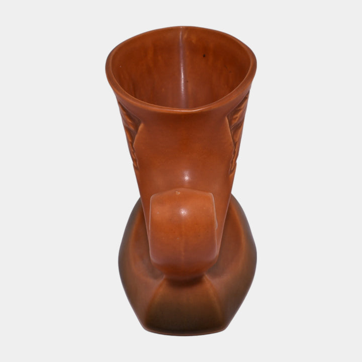 Roseville Silhouette Russet 1950 Mid Century Modern Pottery Cornucopia Vase 722
