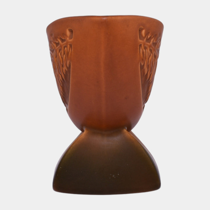 Roseville Silhouette Russet 1950 Mid Century Modern Pottery Cornucopia Vase 722