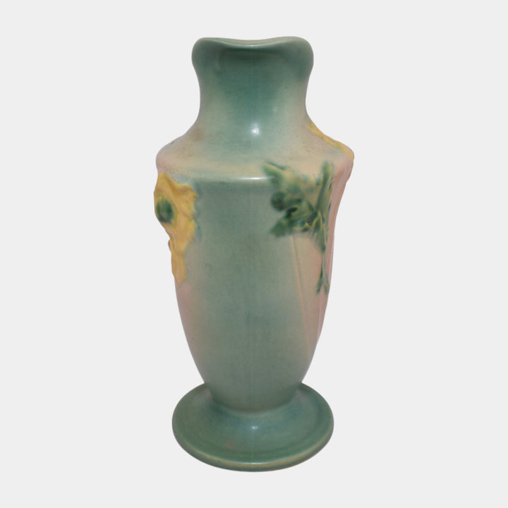 Roseville Poppy Green 1938 Vintage Art Deco Pottery Ceramic Ewer 876-10