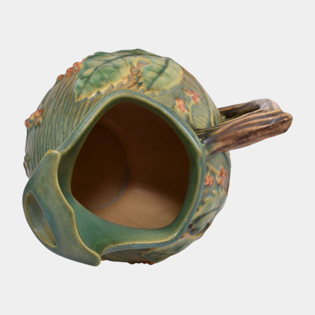 Roseville Bushberry Green 1941 Mid Century Modern Pottery Ice Lip Pitcher 1325