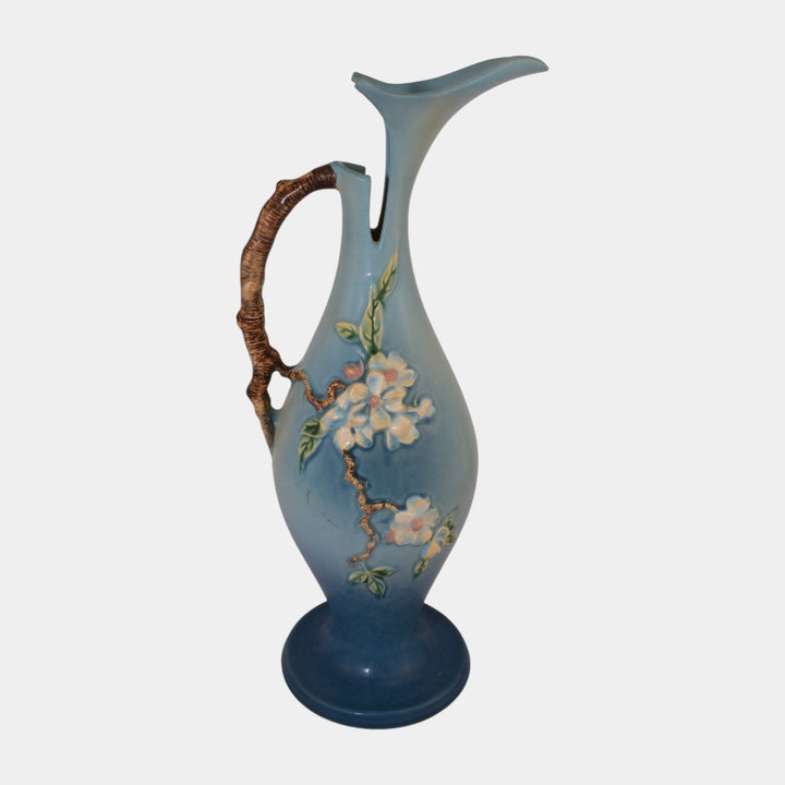 Roseville Apple Blossom Blue 1949 Vintage Art Pottery Ceramic Ewer 318-15