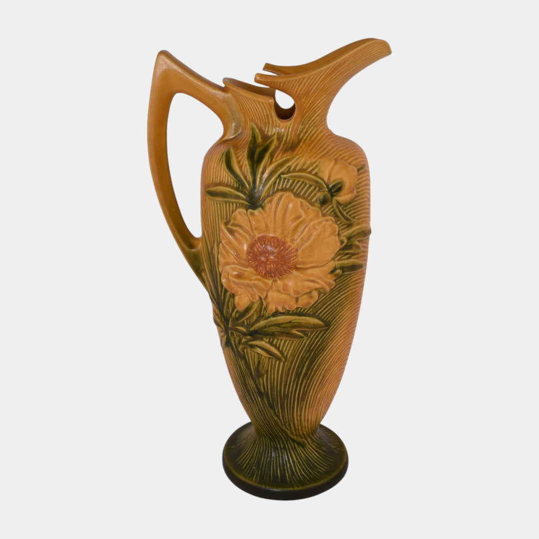 Roseville Peony Yellow 1942 Vintage Mid Century Modern Pottery Ceramic Ewer 9-15