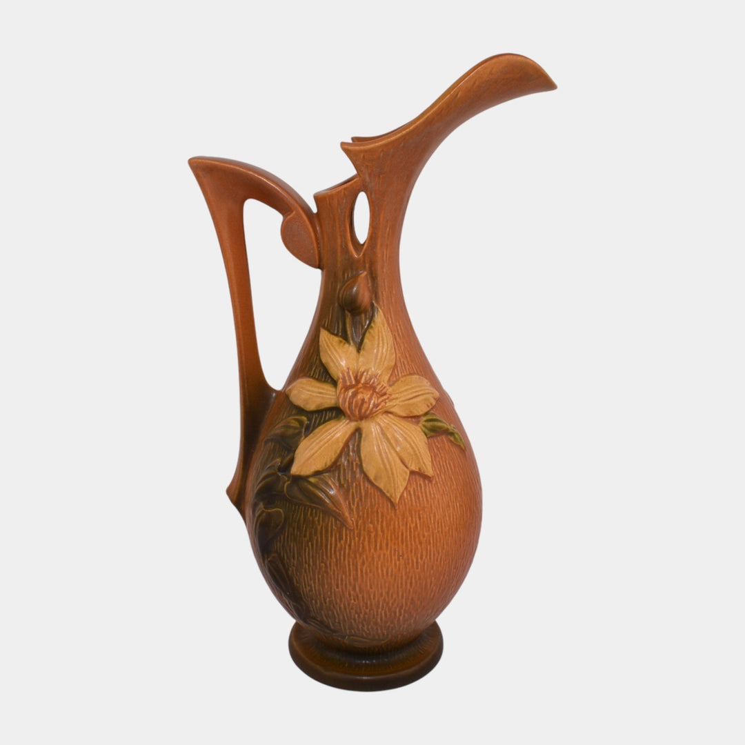 Roseville Clematis Brown 1944 Vintage Art Pottery Ceramic Pitcher Ewer 18-15
