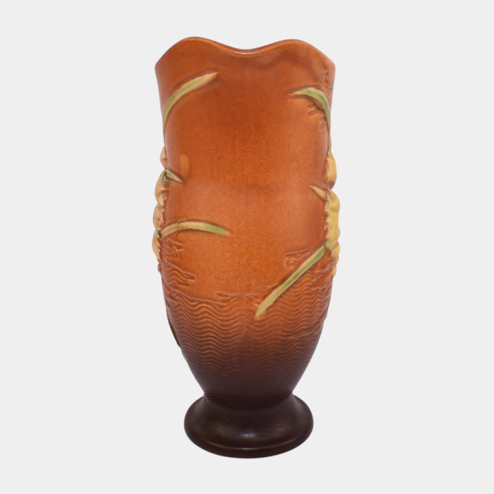 Roseville Freesia Brown 1945 Mid Century Modern Art Pottery Ceramic Ewer 20-10