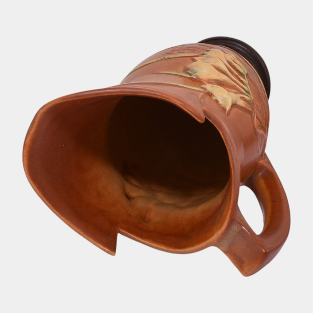 Roseville Freesia Brown 1945 Mid Century Modern Art Pottery Ceramic Ewer 20-10
