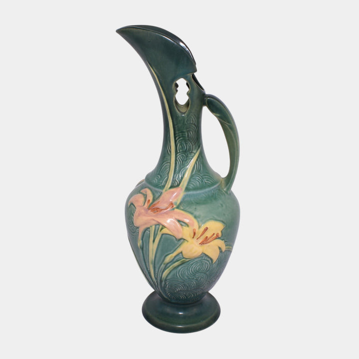 Roseville Zephyr Lily Green 1946 Mid Century Modern Art Pottery Ewer 24-15