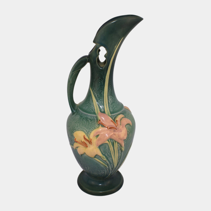 Roseville Zephyr Lily Green 1946 Mid Century Modern Art Pottery Ewer 24-15